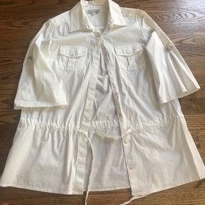 White blouse with draw string waist